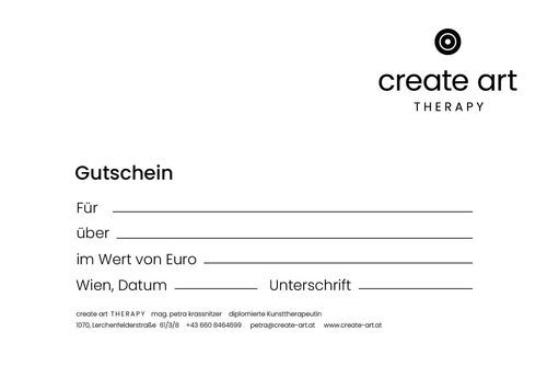 Gutschein • create art THERAPY SHOP • Kunsttherapie Wien
